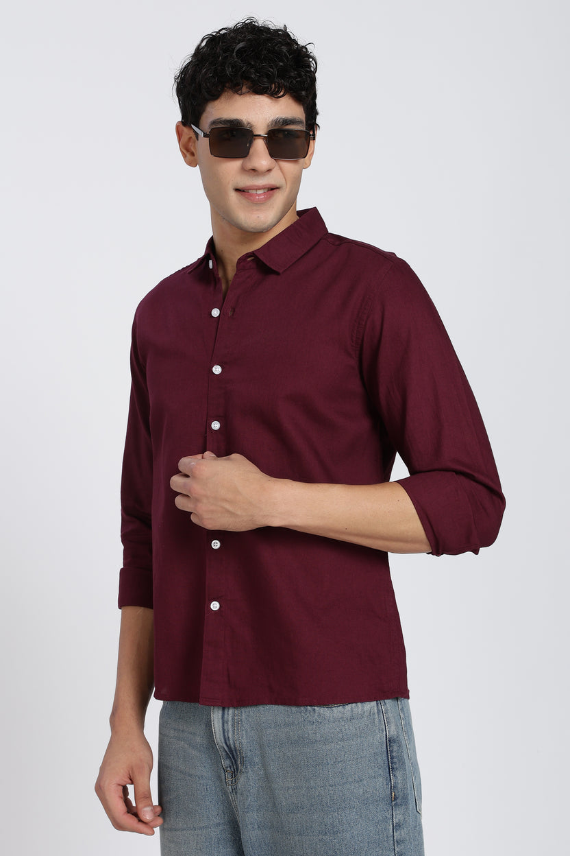 Maroon Cotton Regular Fit Shirt For Men - Image 4