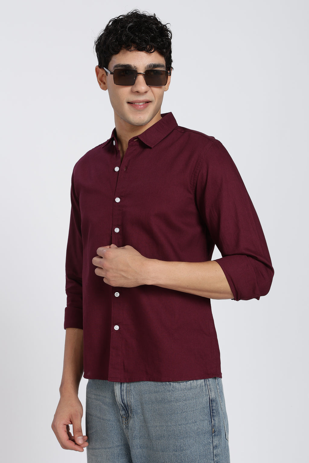 Maroon Cotton Regular Fit Shirt for Men - Image 4