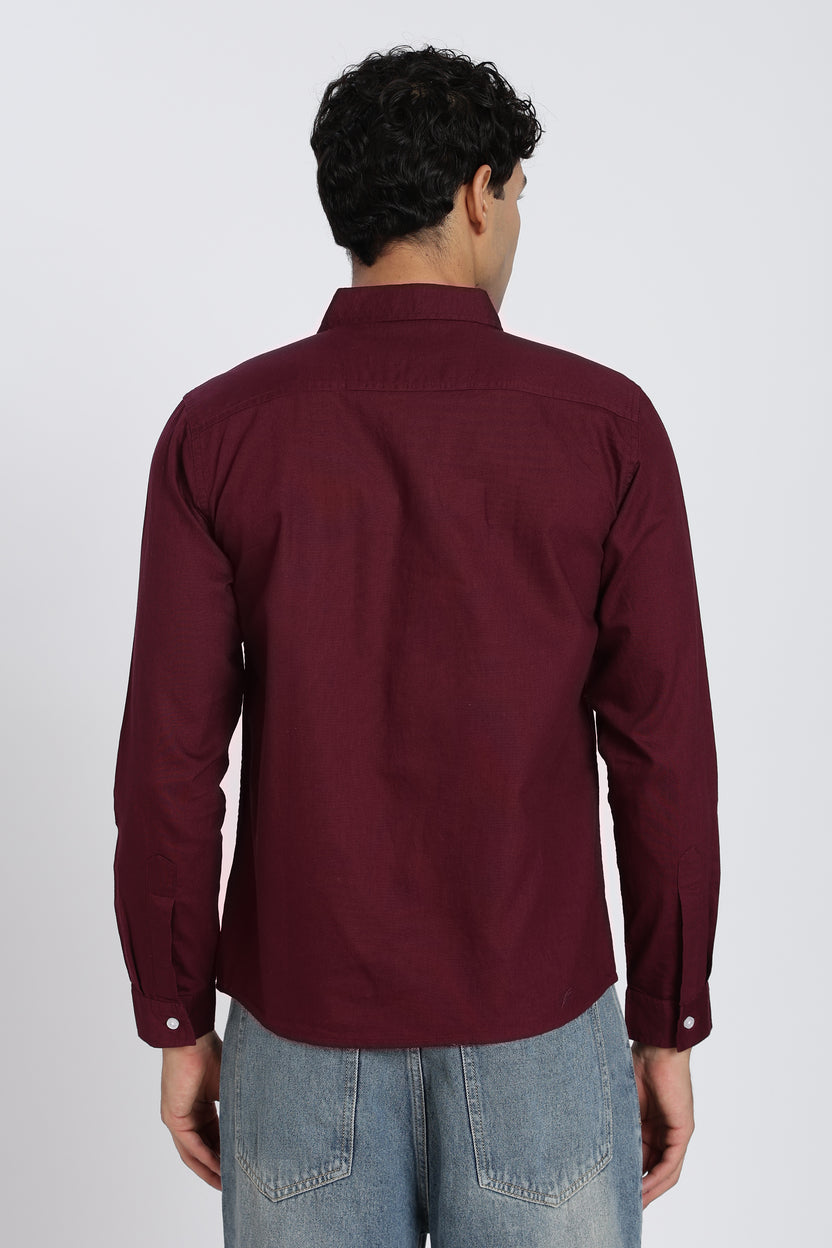 Maroon Cotton Regular Fit Shirt For Men - Image 5