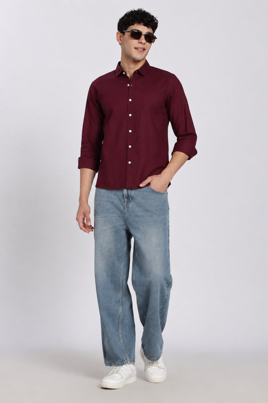 Maroon Cotton Regular Fit Shirt for Men - Image 6