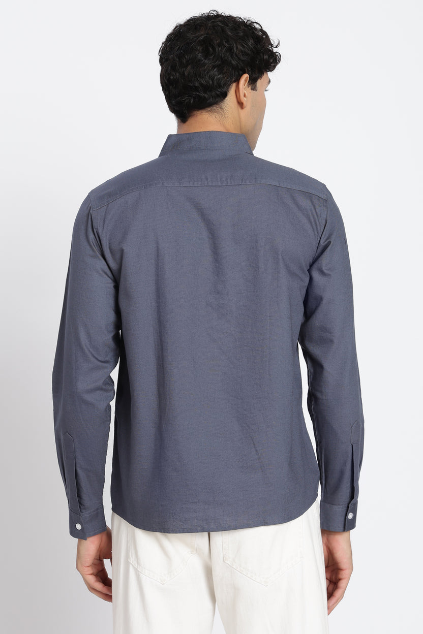 Grey Cotton Regular Fit Shirt for Men - Image 5