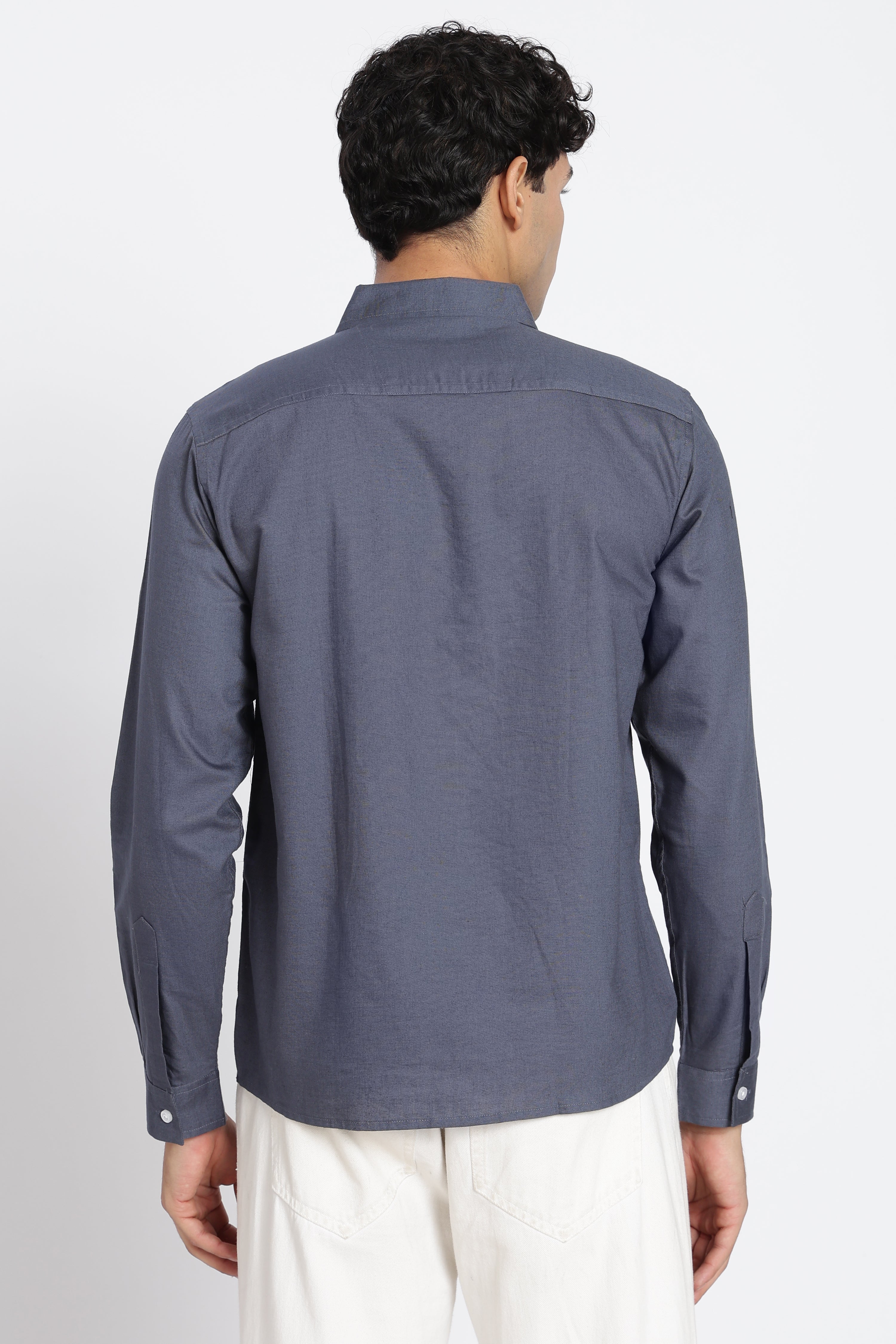 Grey Cotton Regular Fit Shirt for Men - Image 5