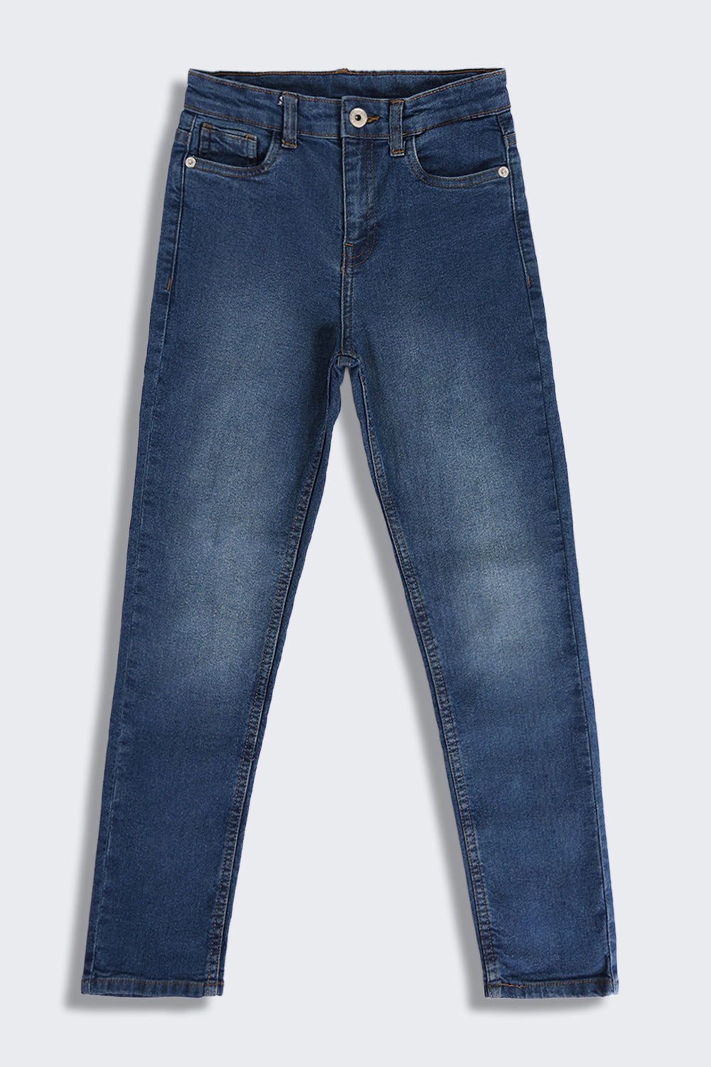 Blue Solid Slim Fit Jeans for Tweens Boys - Image 2