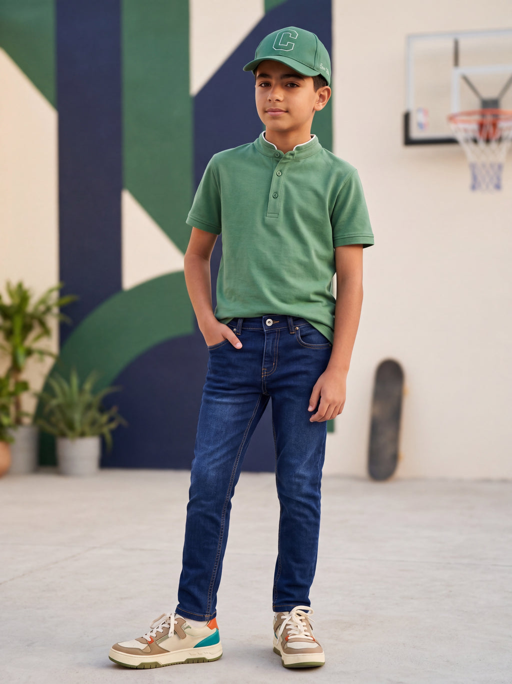 Navy Solid Regular Fit Jeans for Boys - Image 1