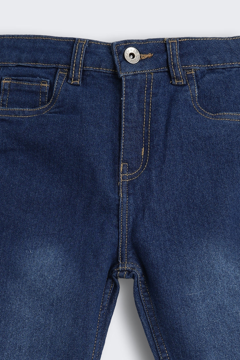 Navy Solid Regular Fit Jeans for Boys - Image 4