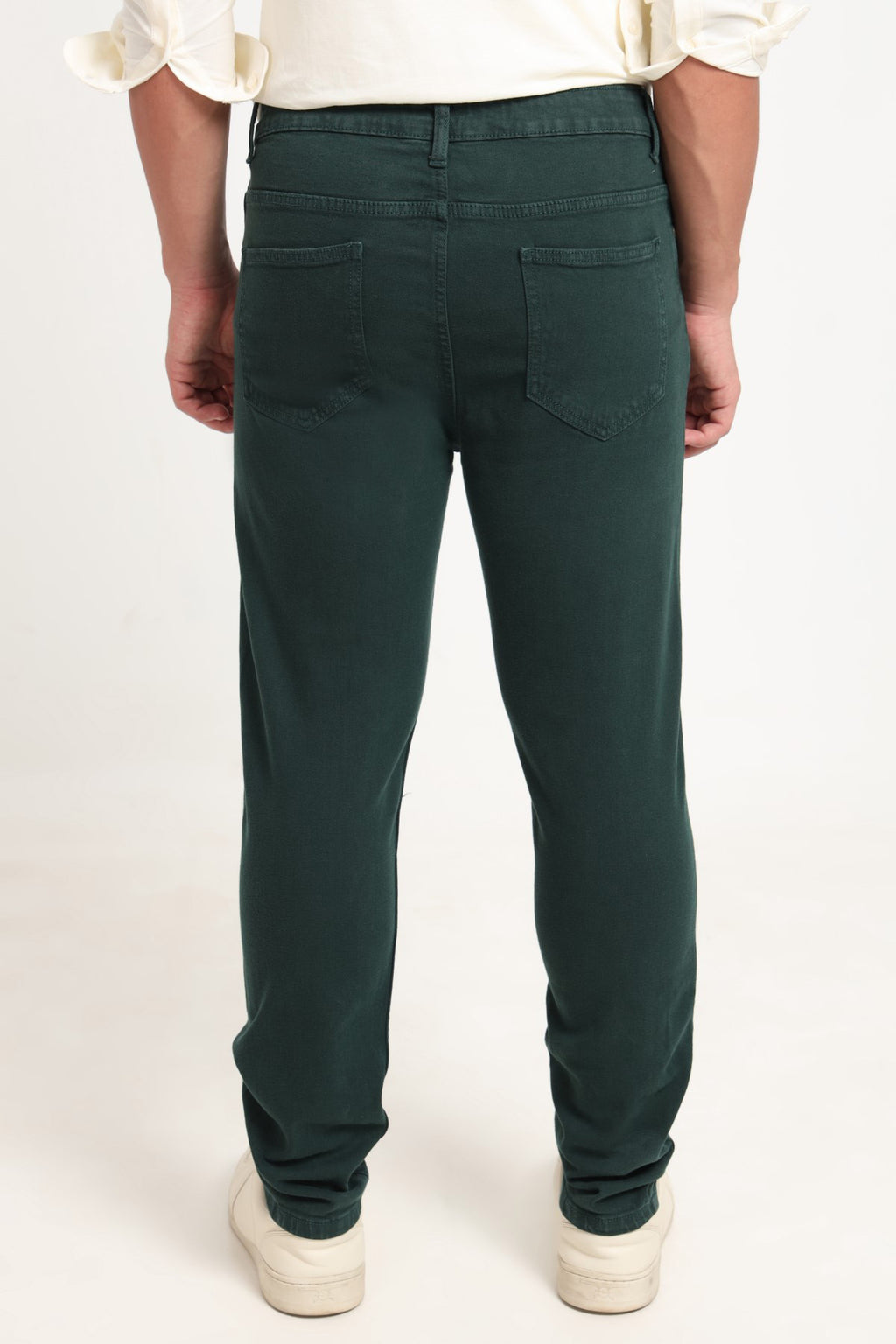 Green Solid Slim Fit Jeans for Men - Image 5