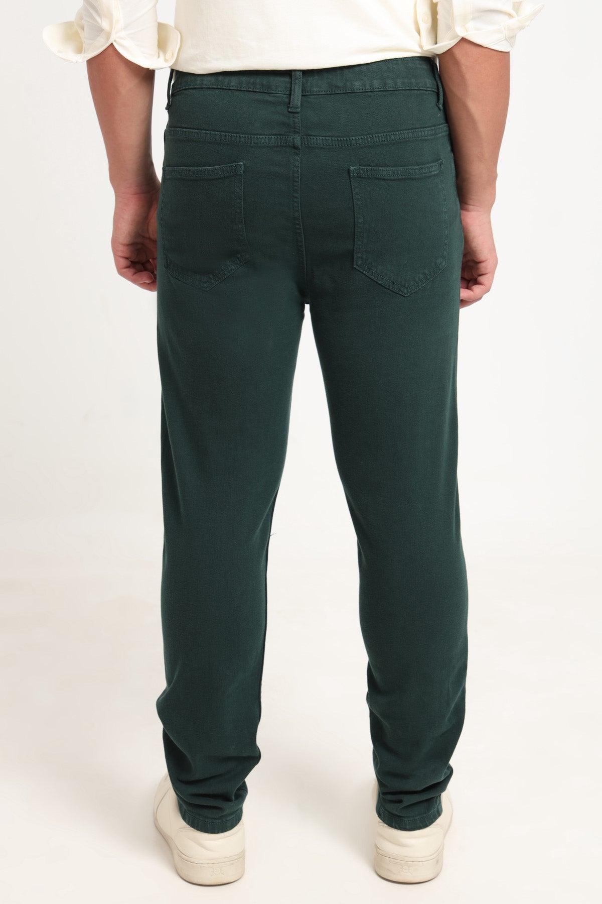 Green Solid Slim Fit Jeans for Men - Image 5