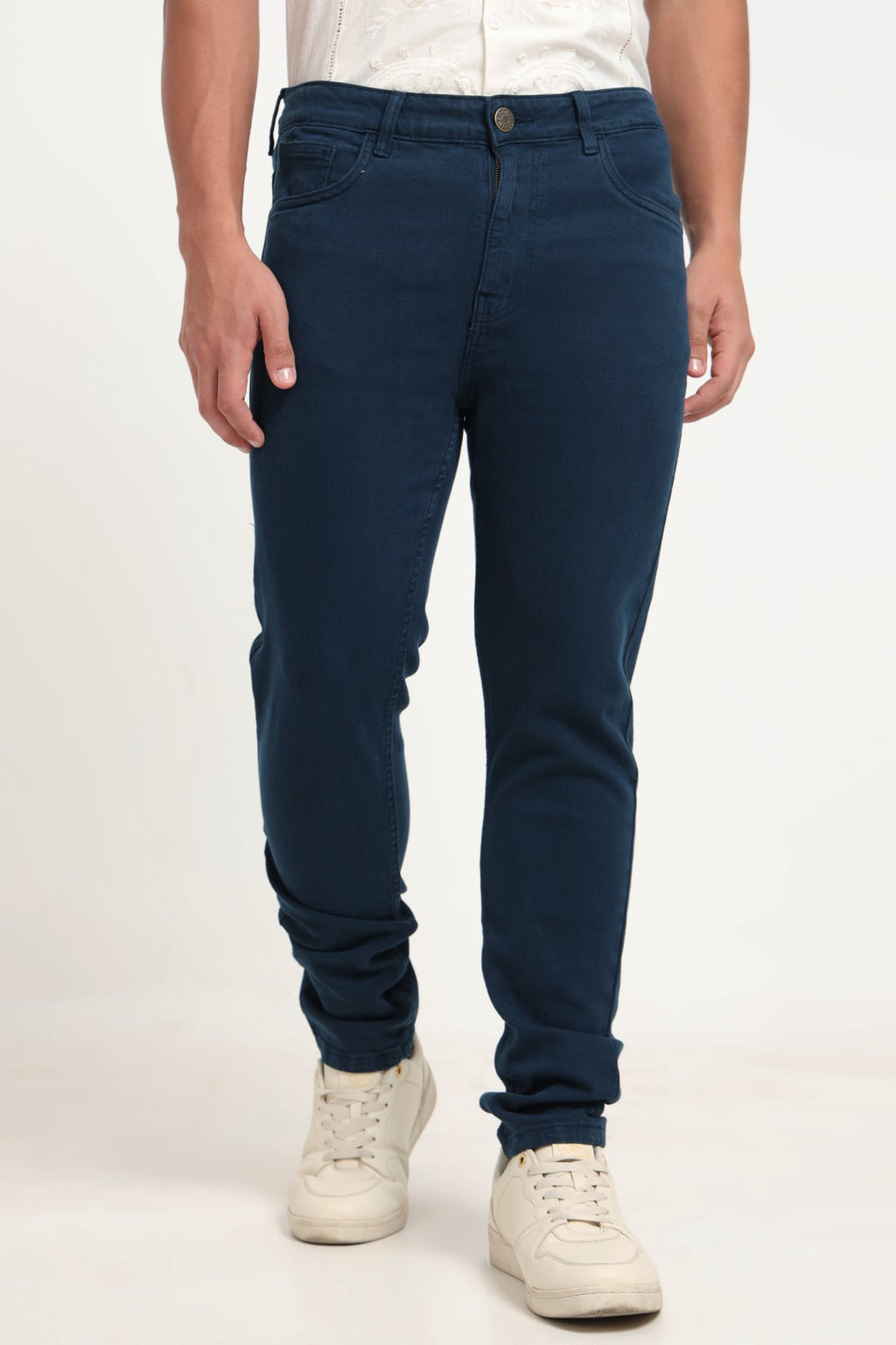 Navy Solid Slim Fit Jeans for Men - Image 2