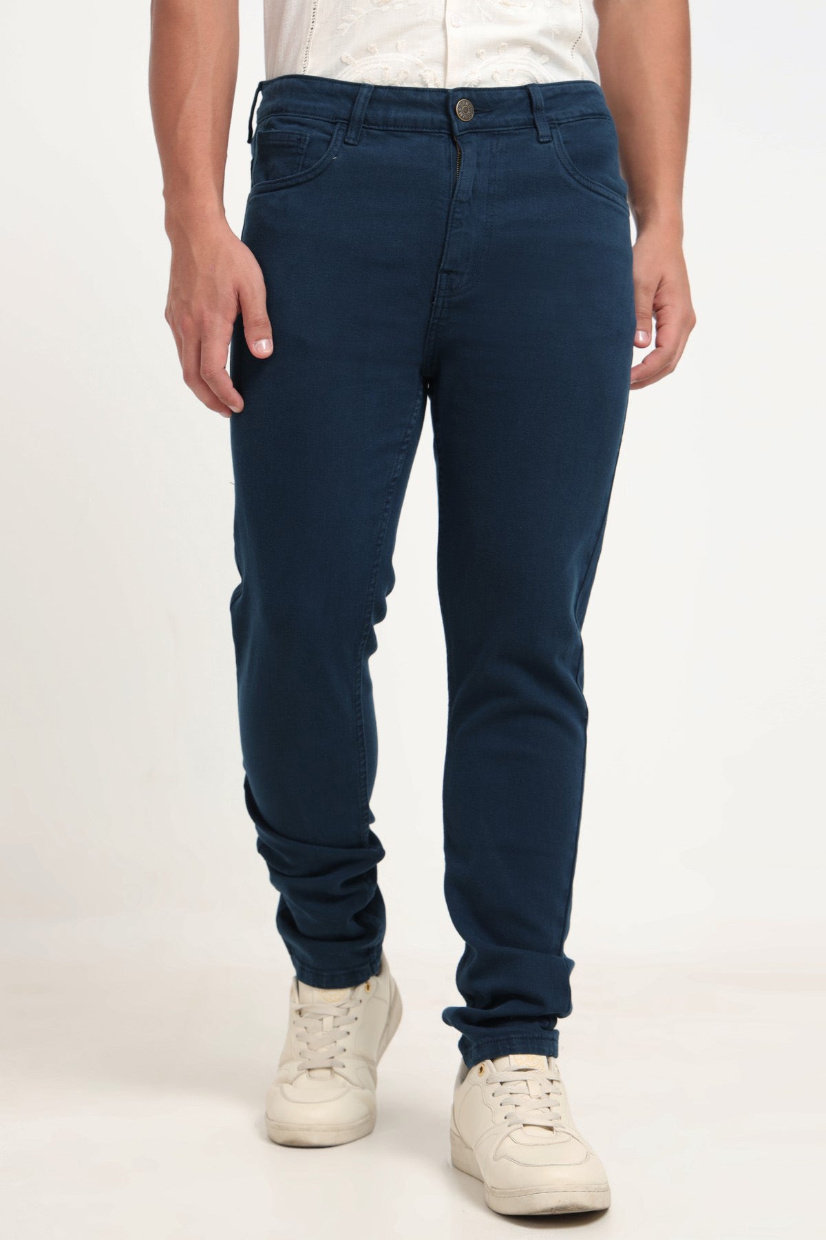 Navy Solid Slim Fit Jeans for Men - Image 2