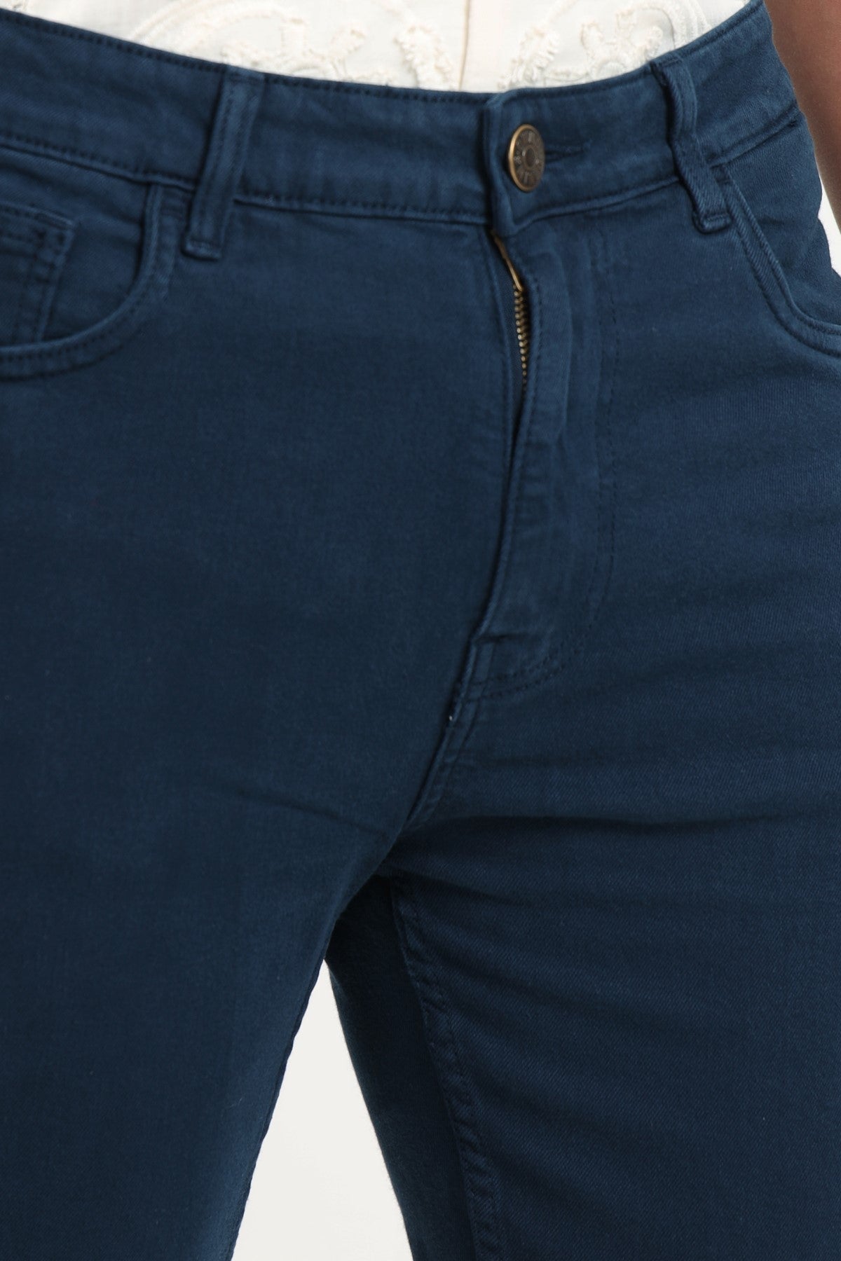 Navy Solid Slim Fit Jeans for Men - Image 3