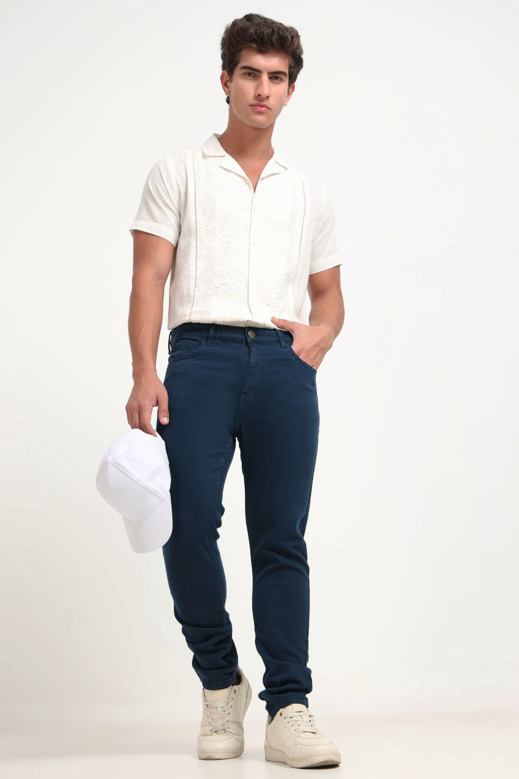 Navy Solid Slim Fit Jeans for Men - Image 6