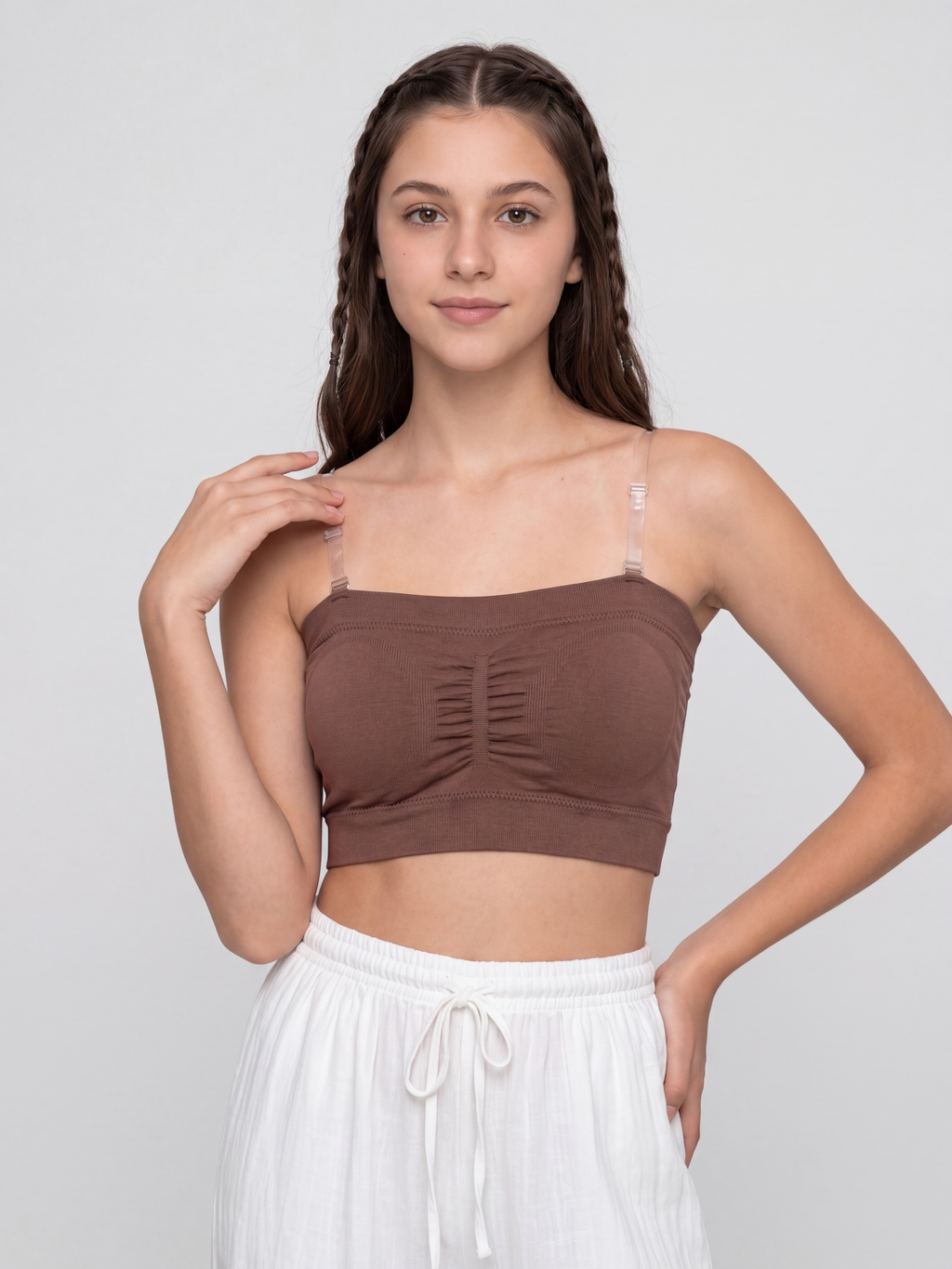 Taupe Seamless Strapless Support Tube Bra for Women - Image 2