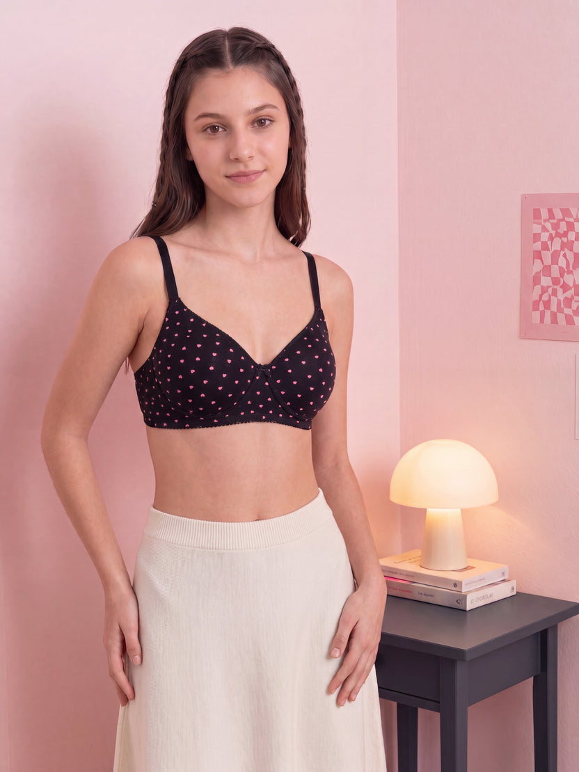 Black Cotton Blend Regular Fit Bra for Women - Image 1