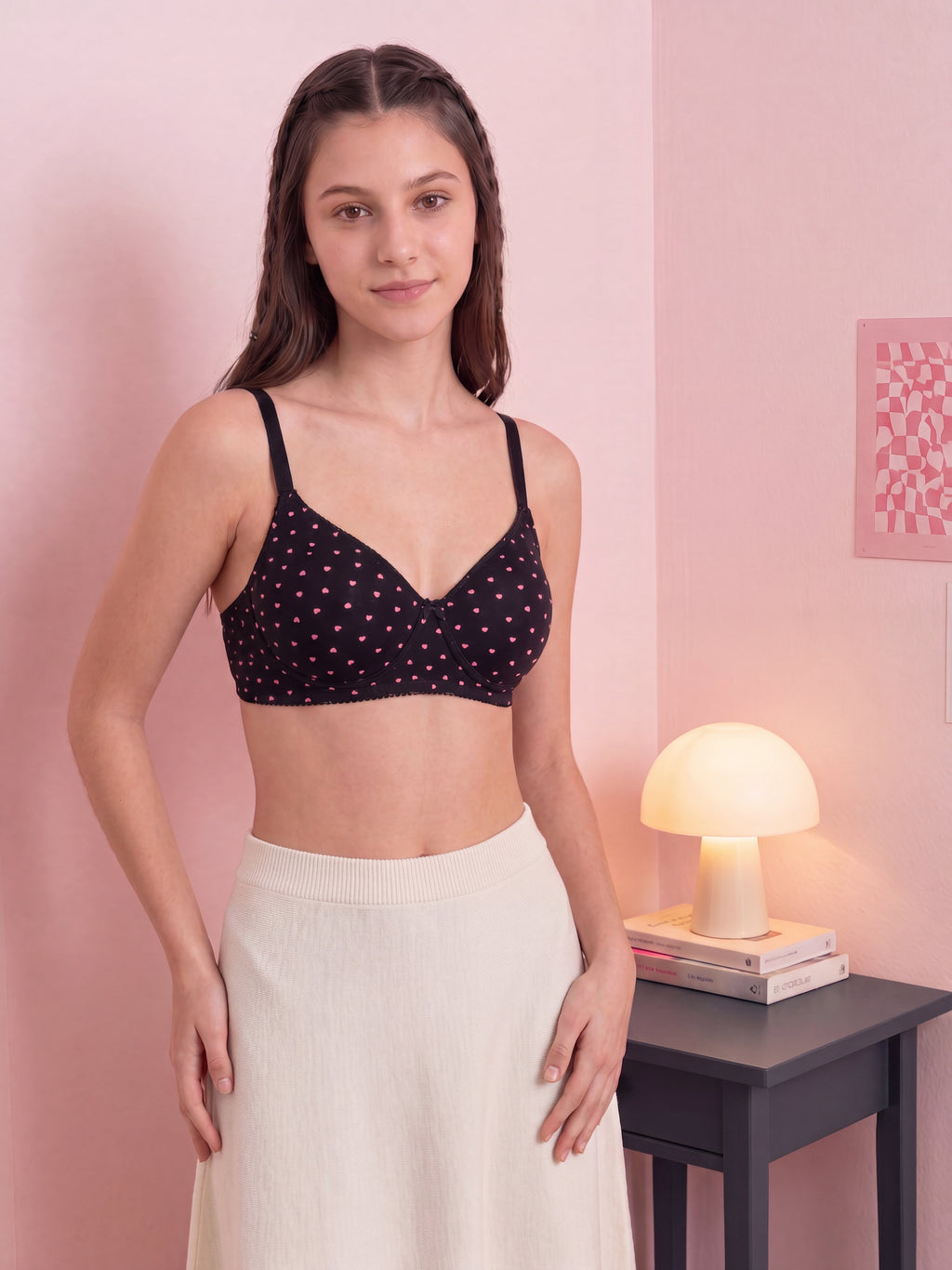 Black Cotton Blend Regular Fit Bra for Women - Image 1