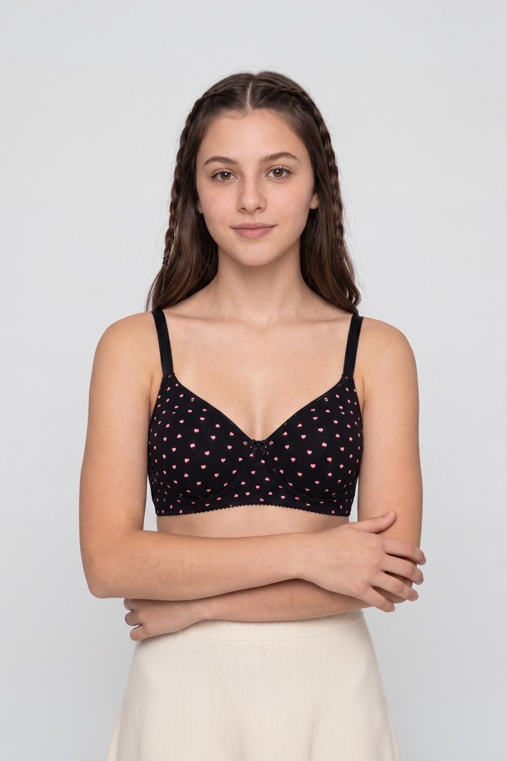 Black Cotton Blend Regular Fit Bra for Women - Image 2