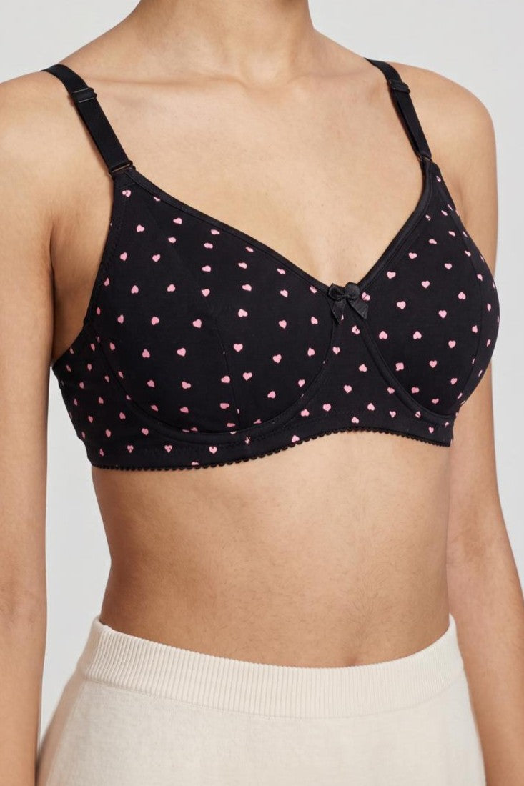 Black Cotton Blend Regular Fit Bra for Women - Image 7