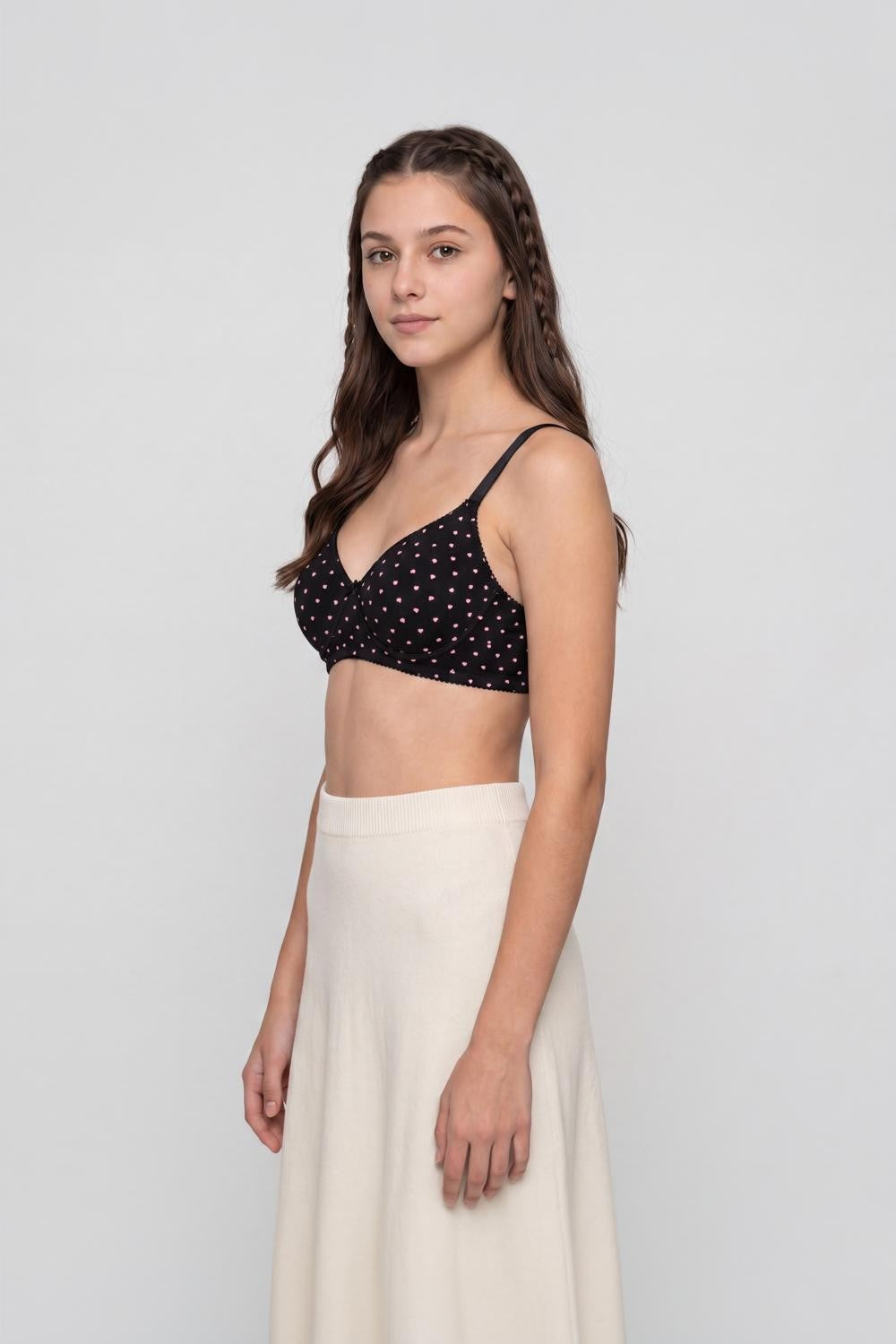 Black Cotton Blend Regular Fit Bra for Women - Image 4