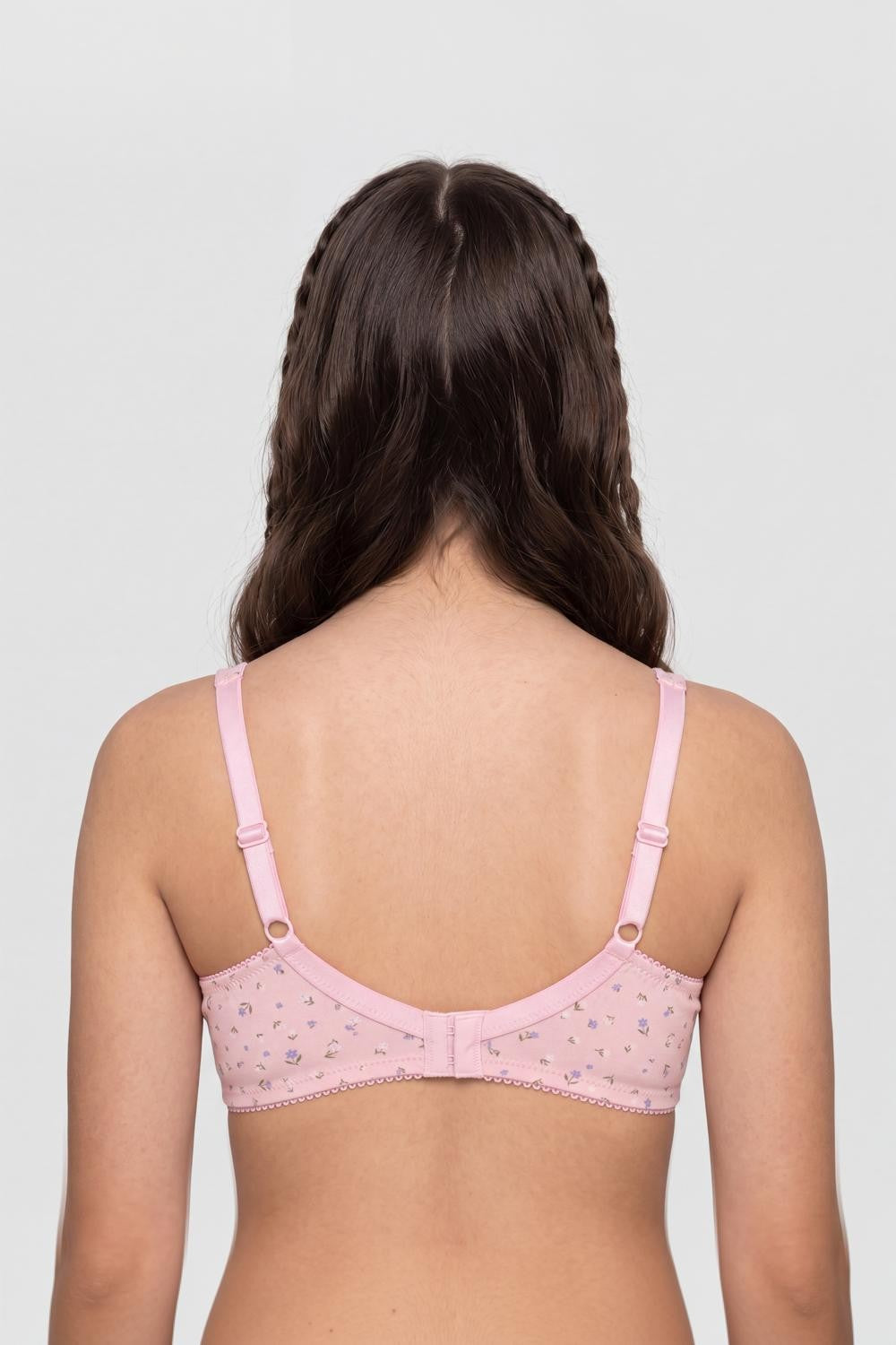 Pink Floral Cotton Blend Bra for Women - Image 5