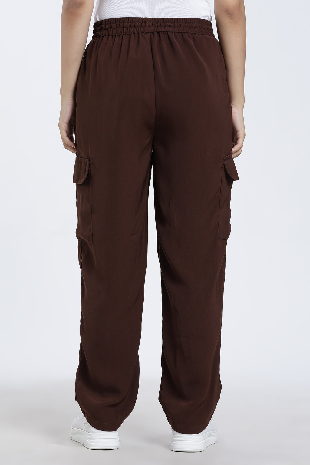 Chocolate 4 Pocketed Regular Fit Cargo Trouser for Women - Image 5
