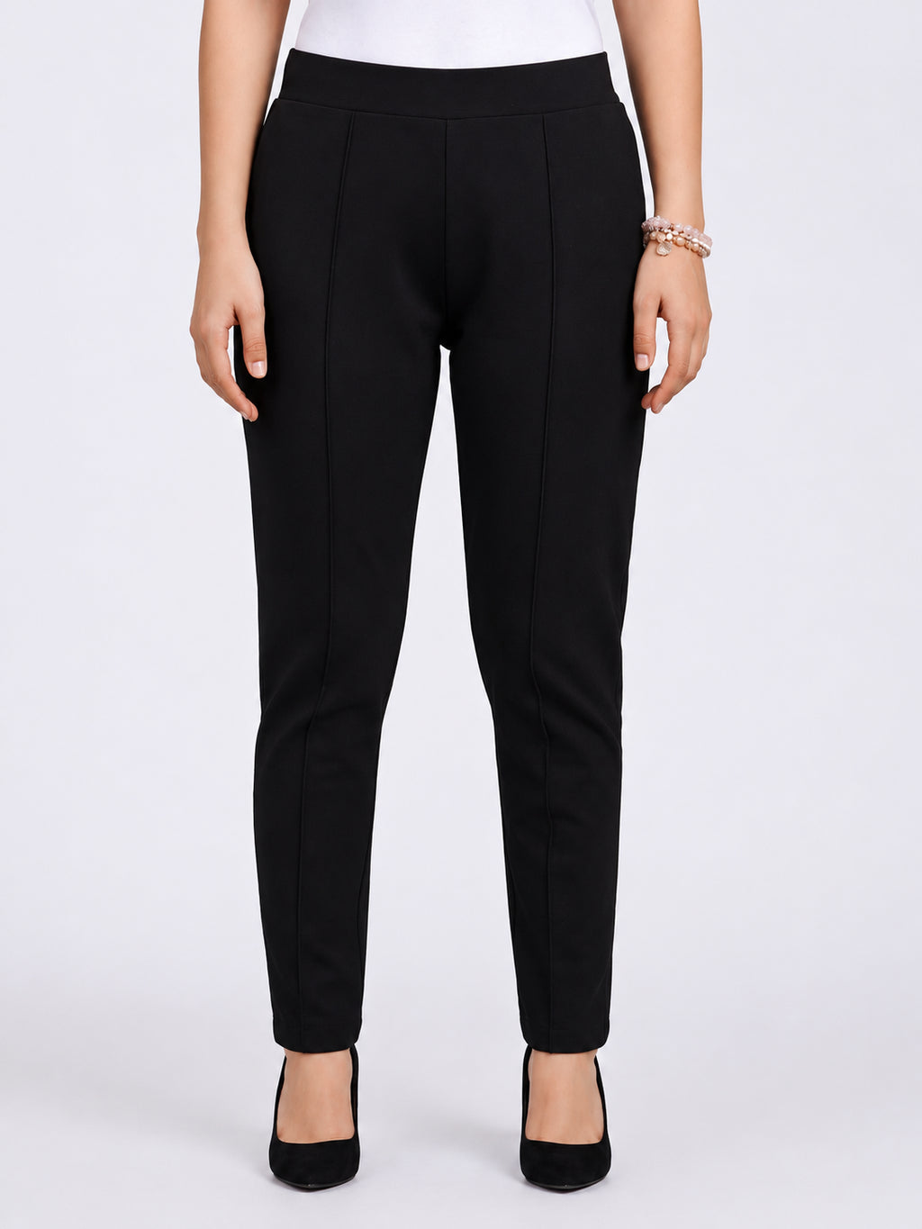 Black Solid Slim Fit Trouser for Women - Image 1
