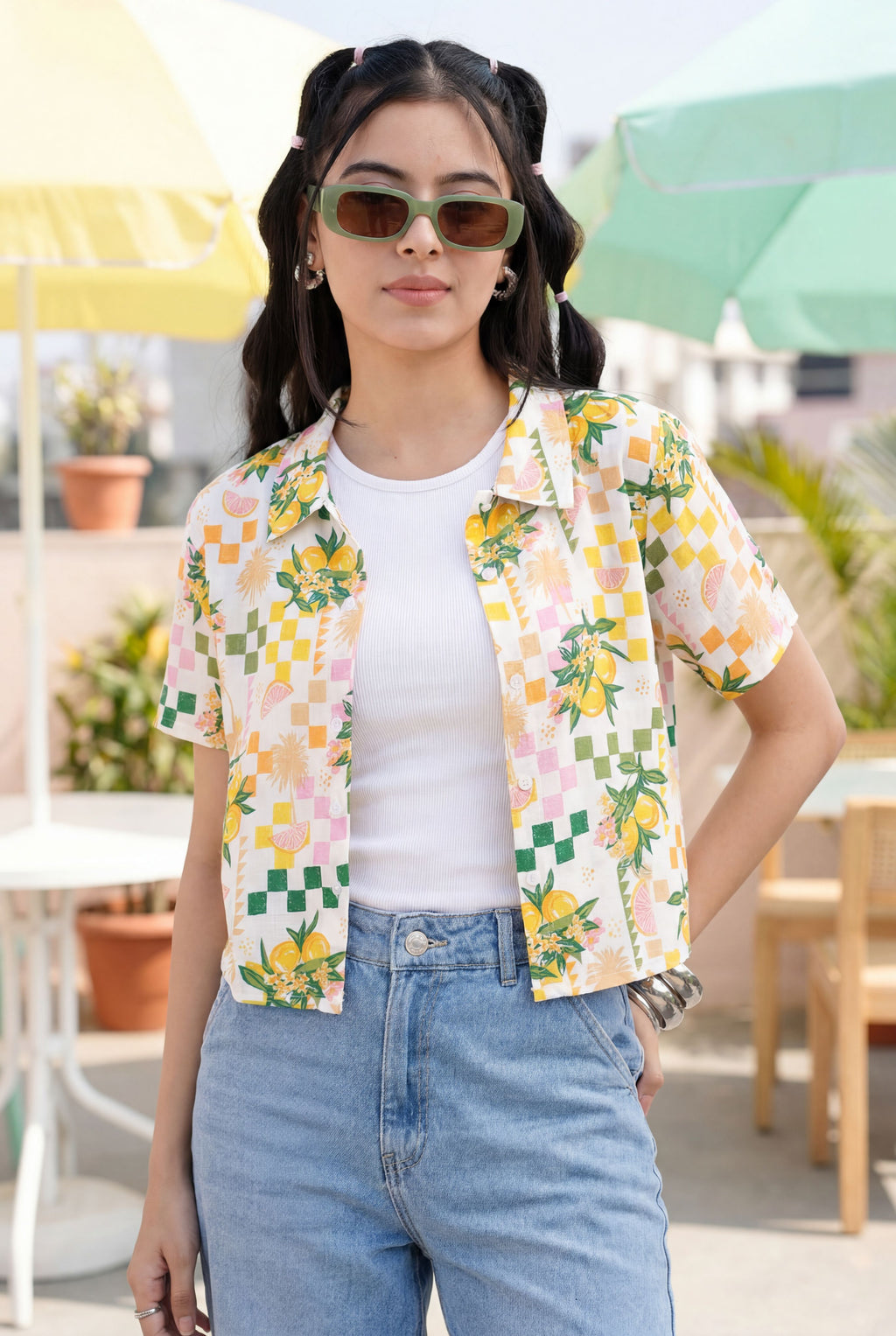 Multi Coloured Tropical Regular FiT-Shirt for Women - Image 1