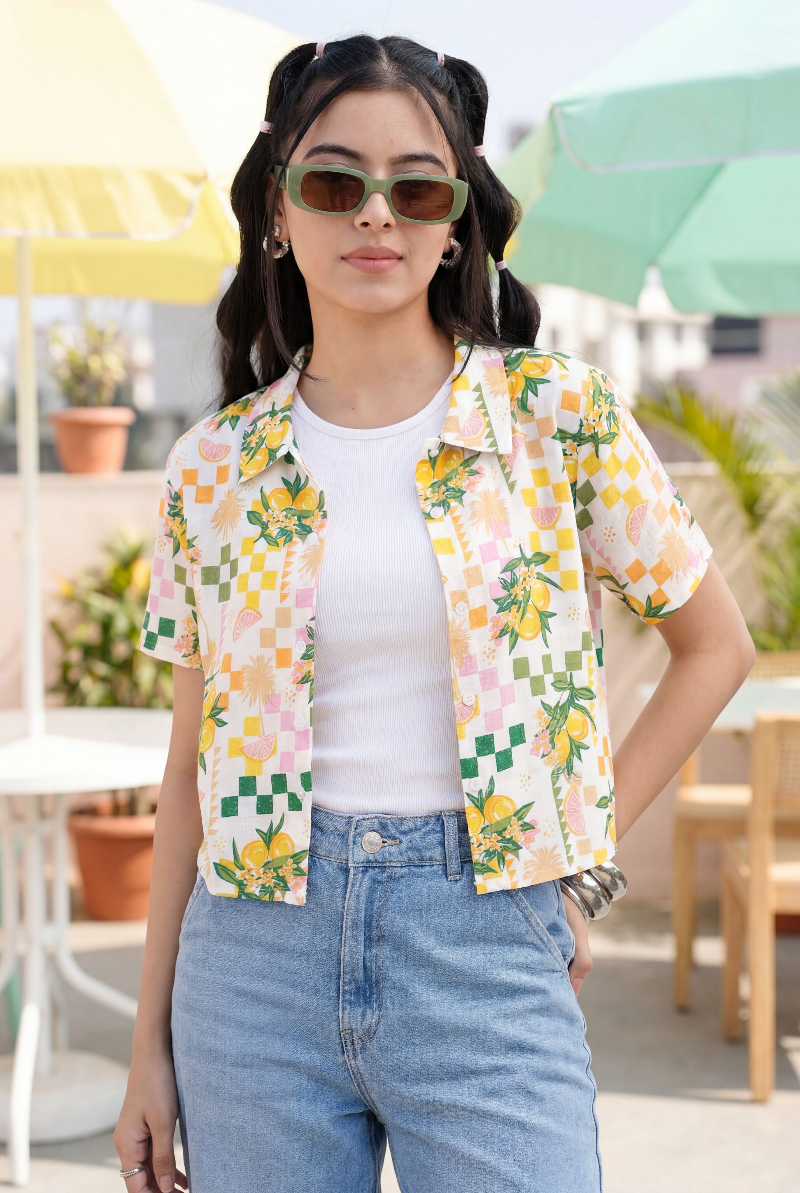 Multi Coloured Tropical Regular FiT-Shirt for Women - Image 1