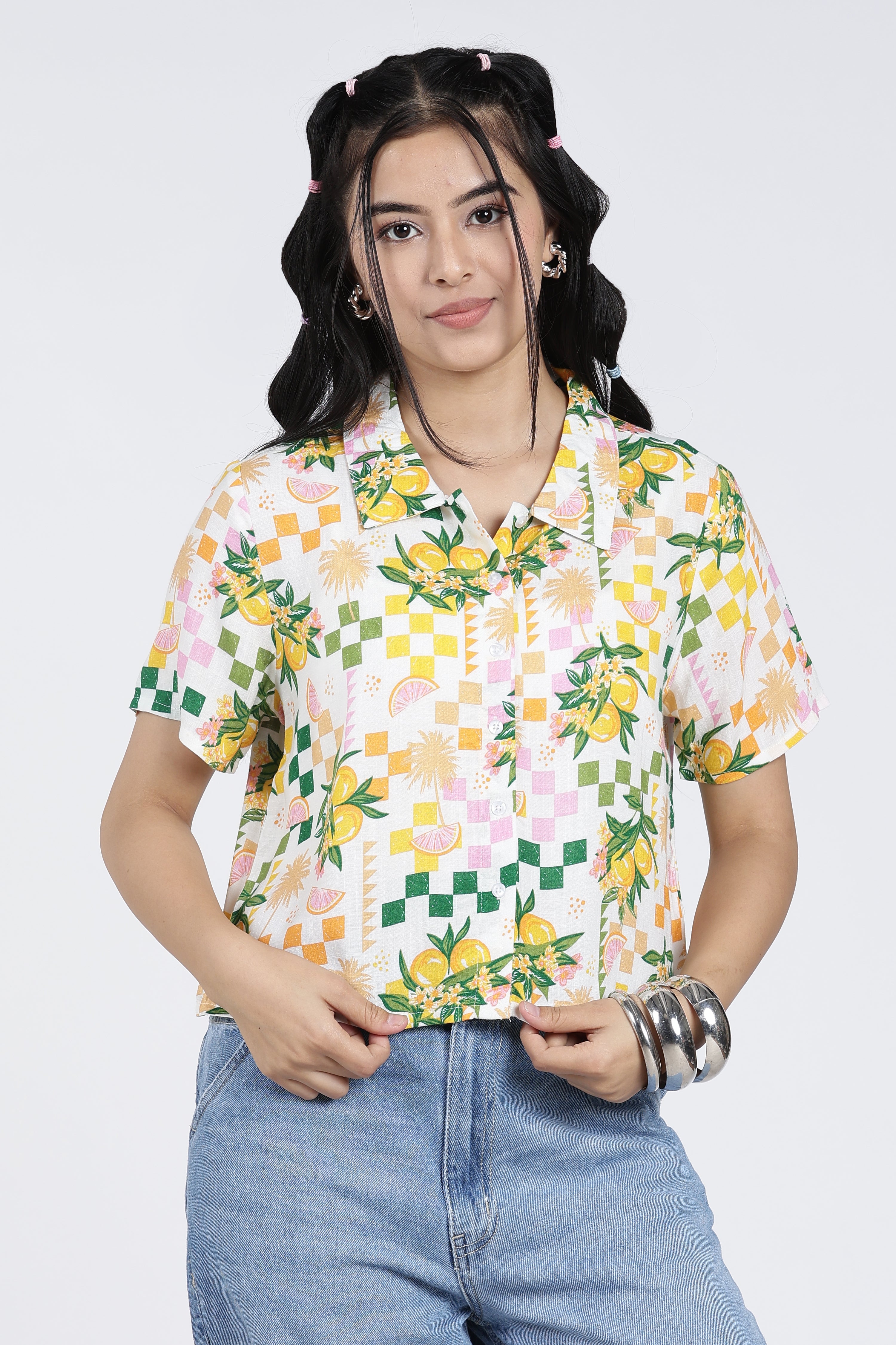 Multi Coloured Tropical Regular FiT-Shirt for Women - Image 2