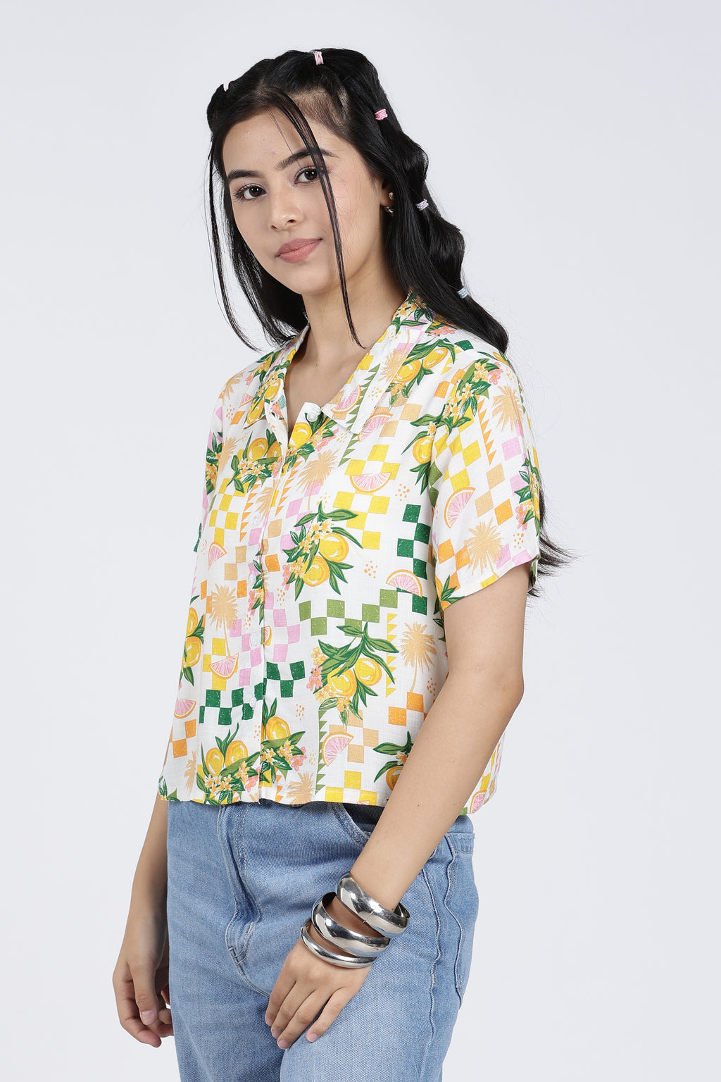 Multi Coloured Tropical Regular FiT-Shirt for Women - Image 4