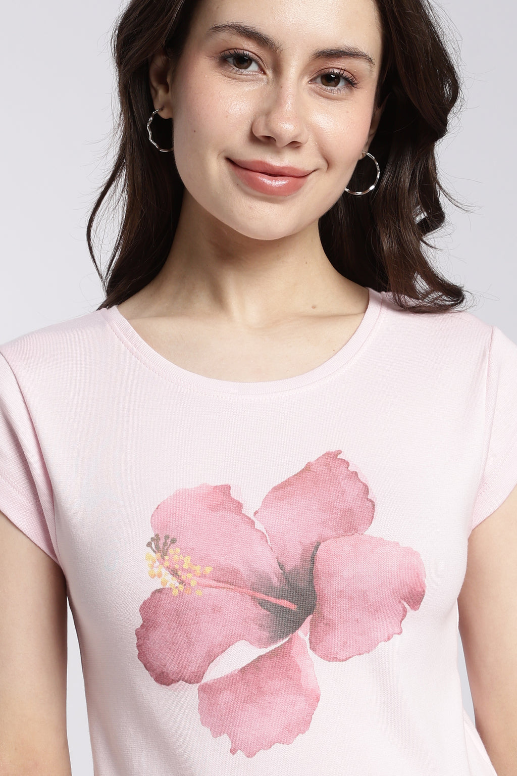 Pink Floral Regular Fit T-Shirt for Women - Image 3