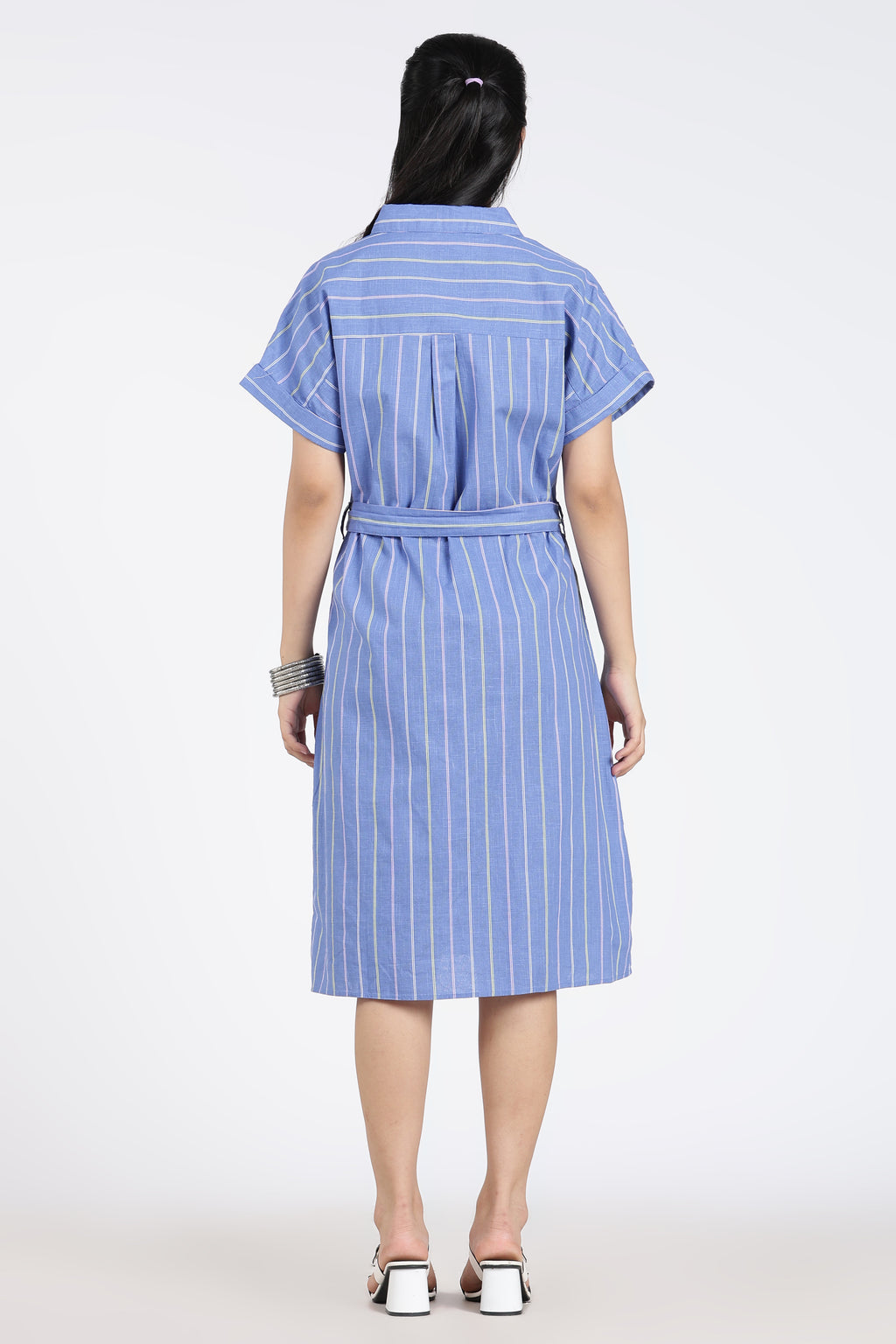 Blue Cotton Regular Fit Dress for Women - Image 5