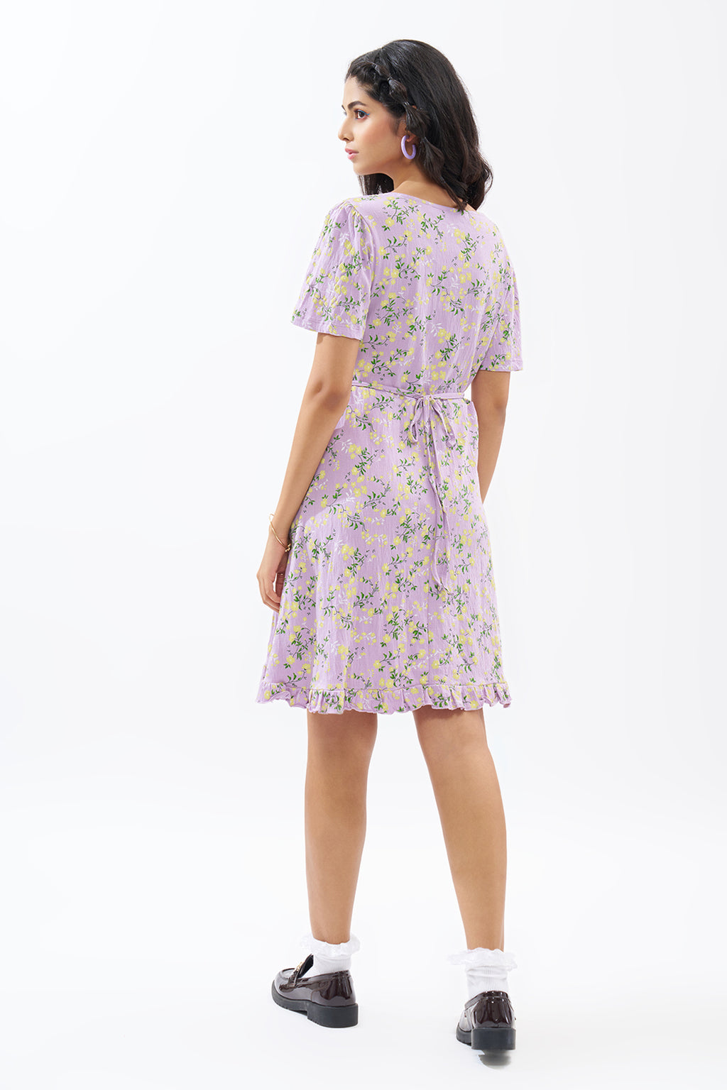 Lilac Floral Print Dress for Women - Image 5