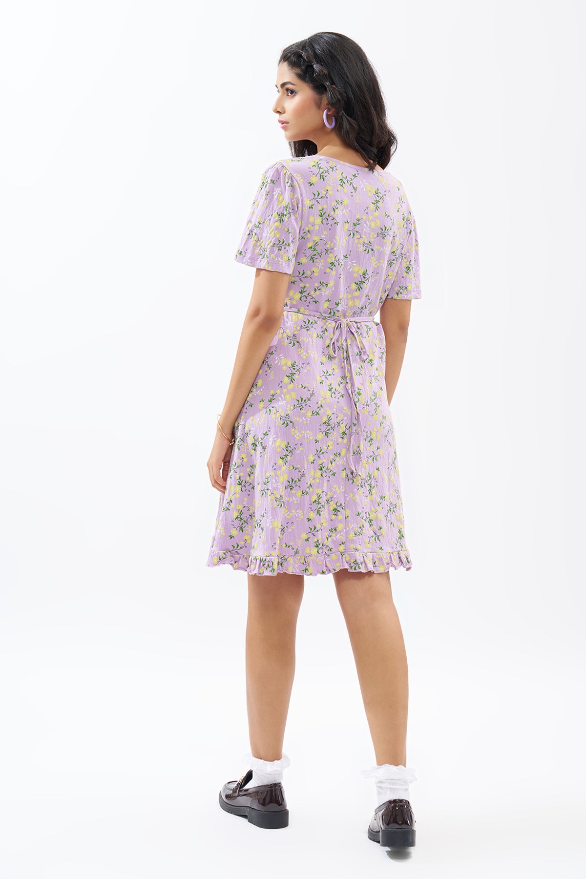 Lilac Floral Print Dress for Women - Image 5