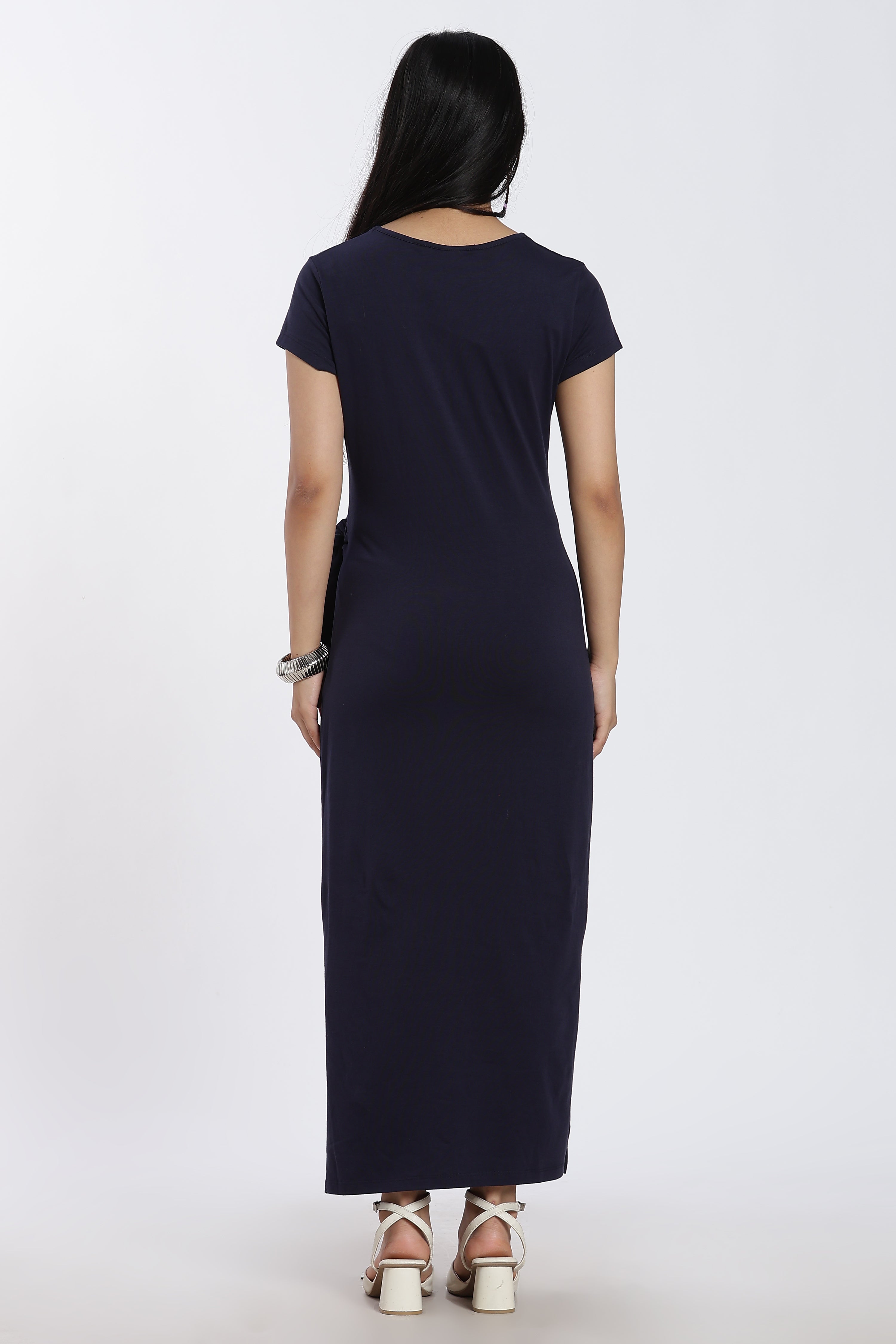 Navy Tied Up Regular Fit Dress for Women - Image 5