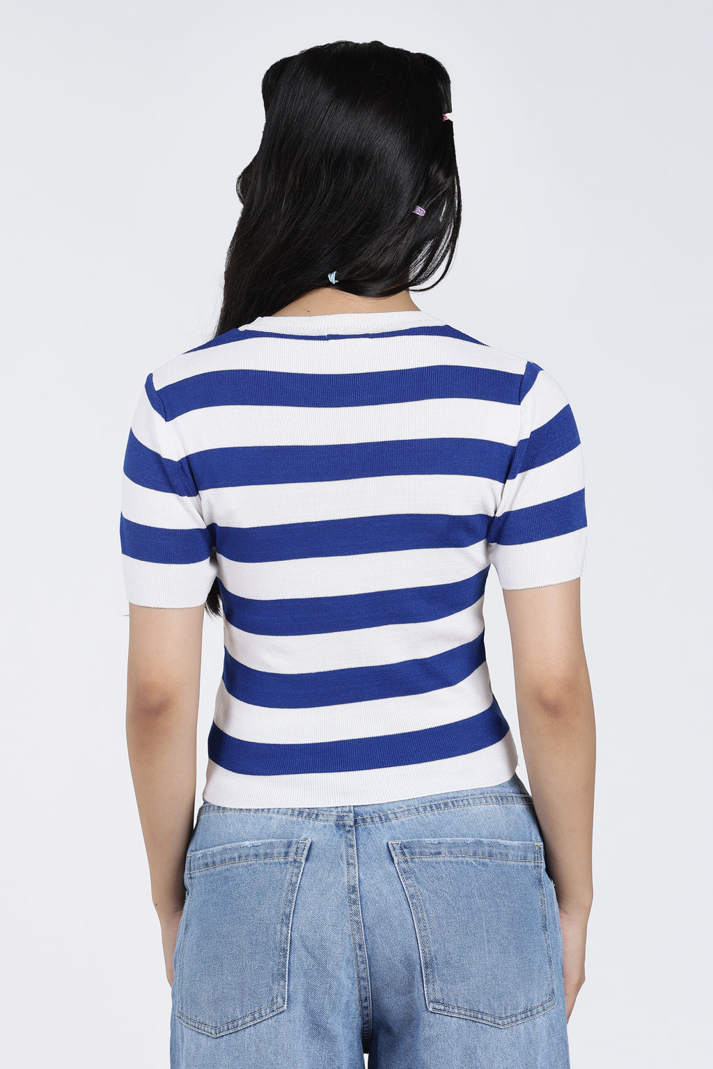 Blue Stripes Regular Fit Top for Women - Image 5