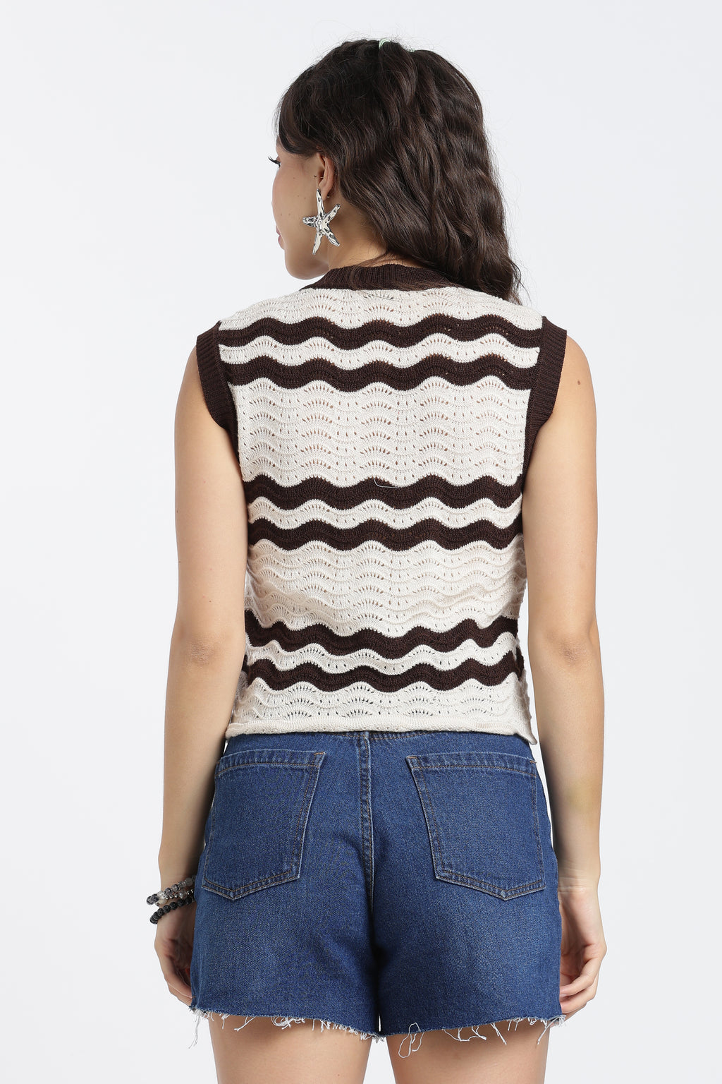 Cream Knitted Slim Fit Top for Women - Image 5
