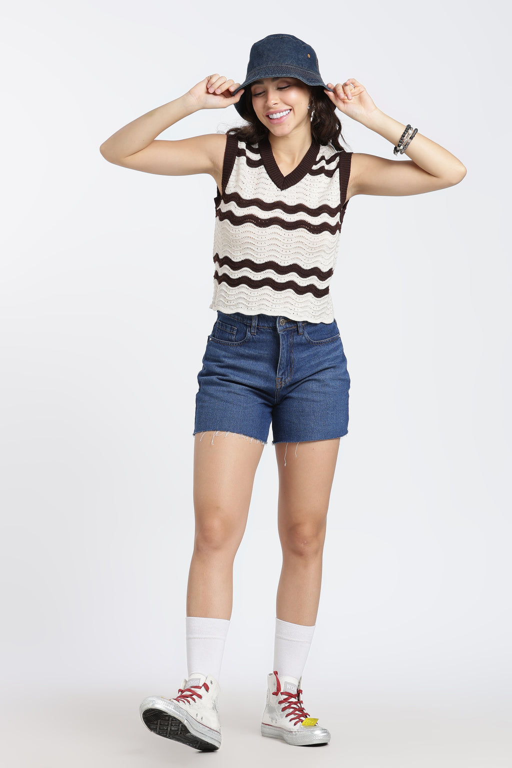 Cream Knitted Slim Fit Top for Women - Image 6