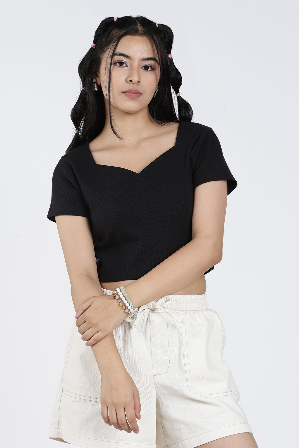 Black Regular Fit Crop Top for Women - Image 2