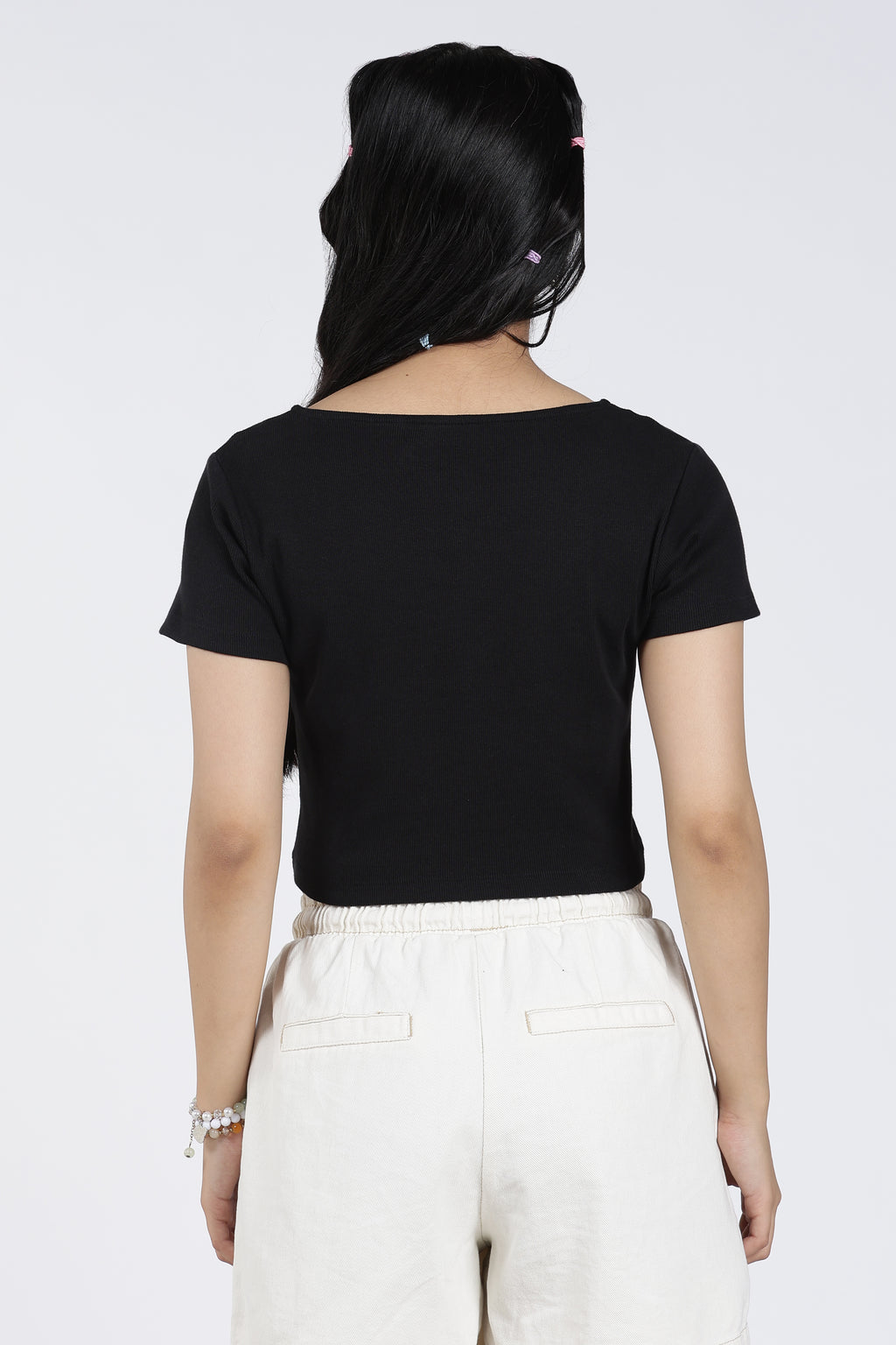 Black Regular Fit Crop Top for Women - Image 5