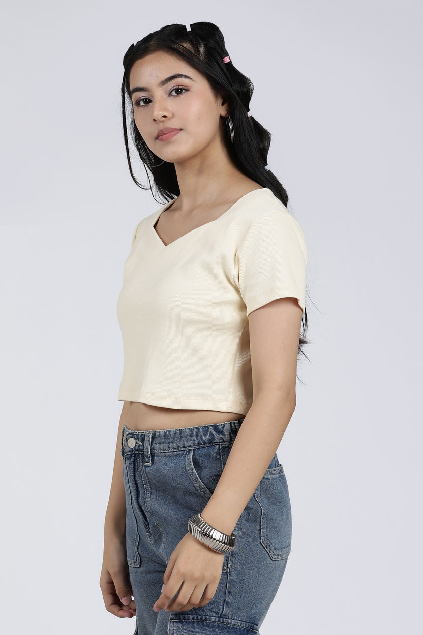 Yellow Regular Fit Crop Top For Women - Image 4