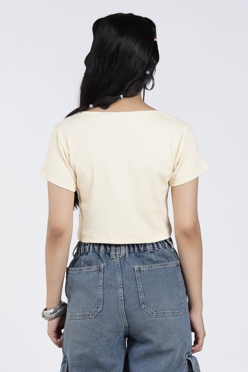 Yellow Regular Fit Crop Top For Women - Image 5