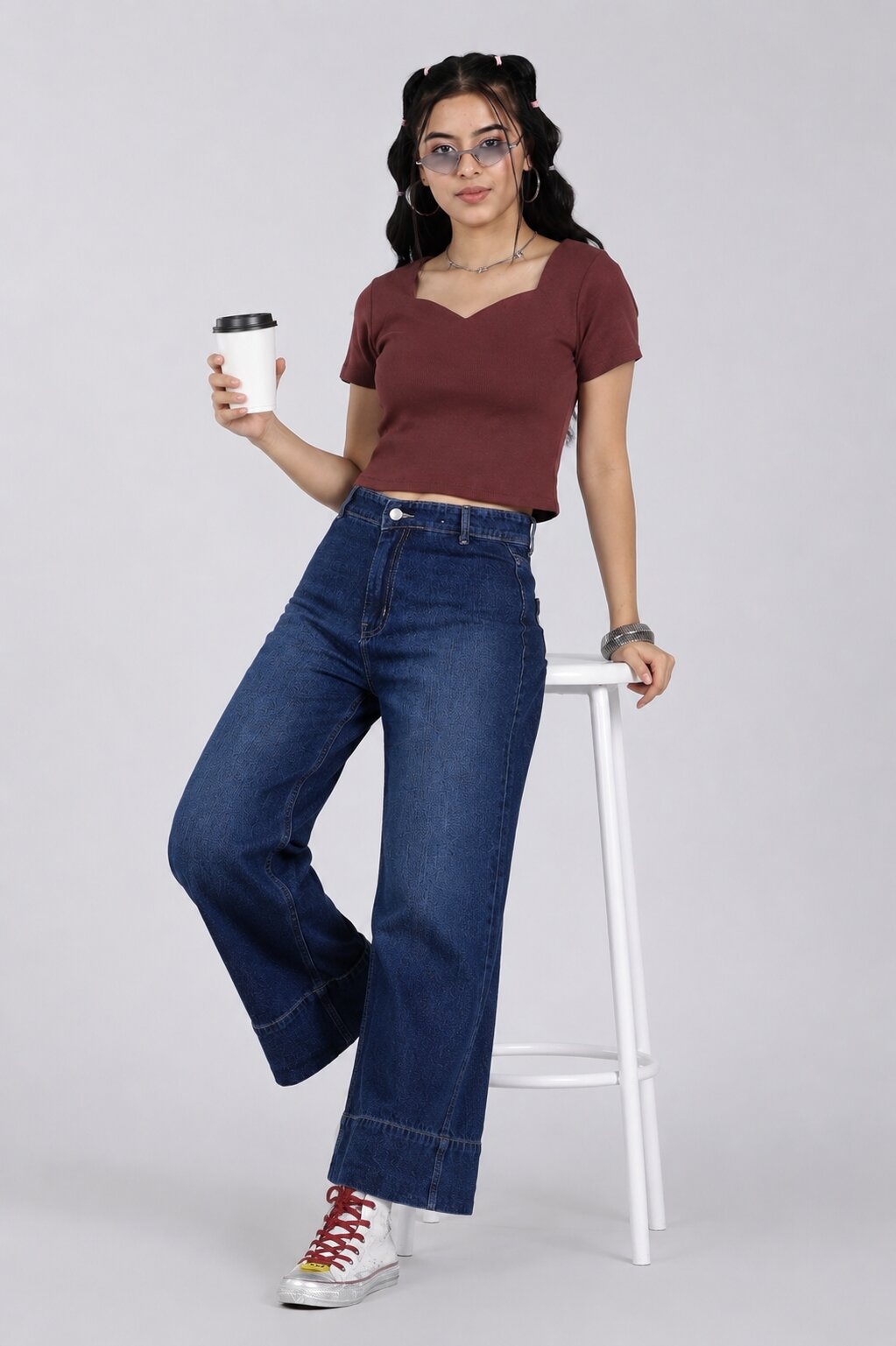 Chocolate Regular Fit Crop Top for Women - Image 1