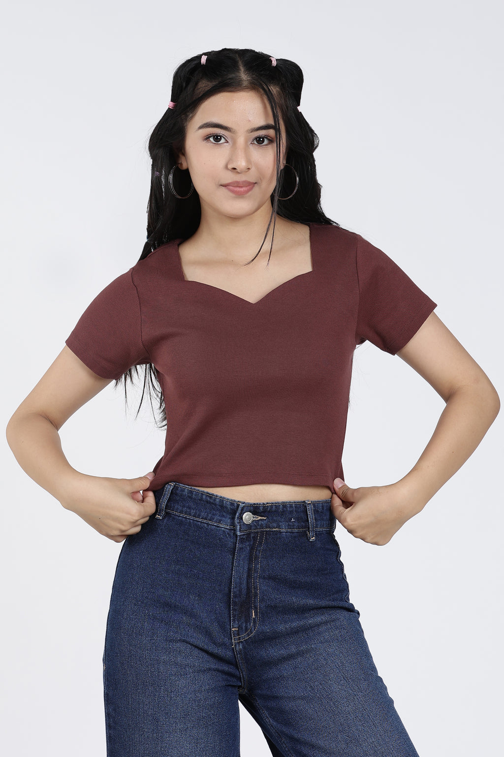 Chocolate Regular Fit Crop Top for Women - Image 2