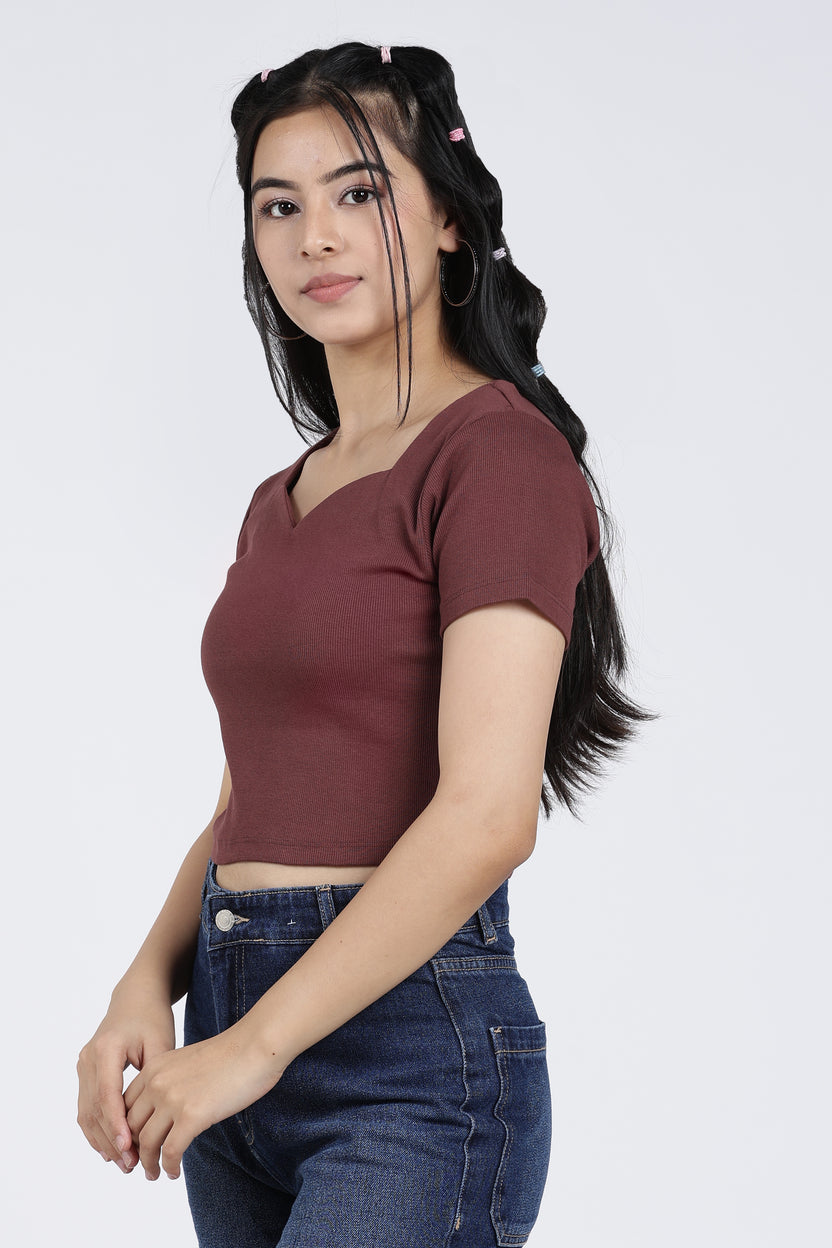 Chocolate Regular Fit Crop Top for Women - Image 4