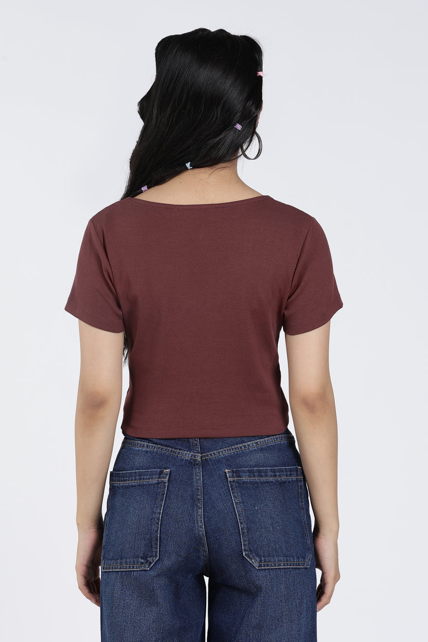 Chocolate Regular Fit Crop Top for Women - Image 5