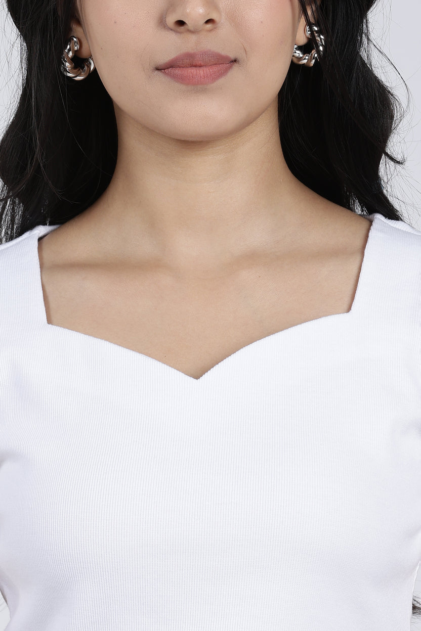 White Regular Fit Crop Top For Women - Image 3