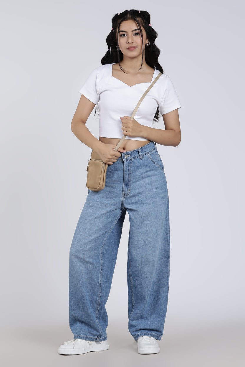 White Regular Fit Crop Top For Women - Image 6