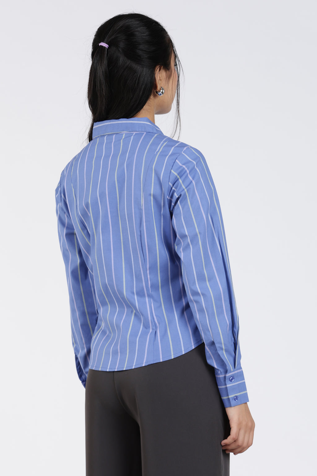 Blue Stripes Regular Fit Shirt for Women - Image 5