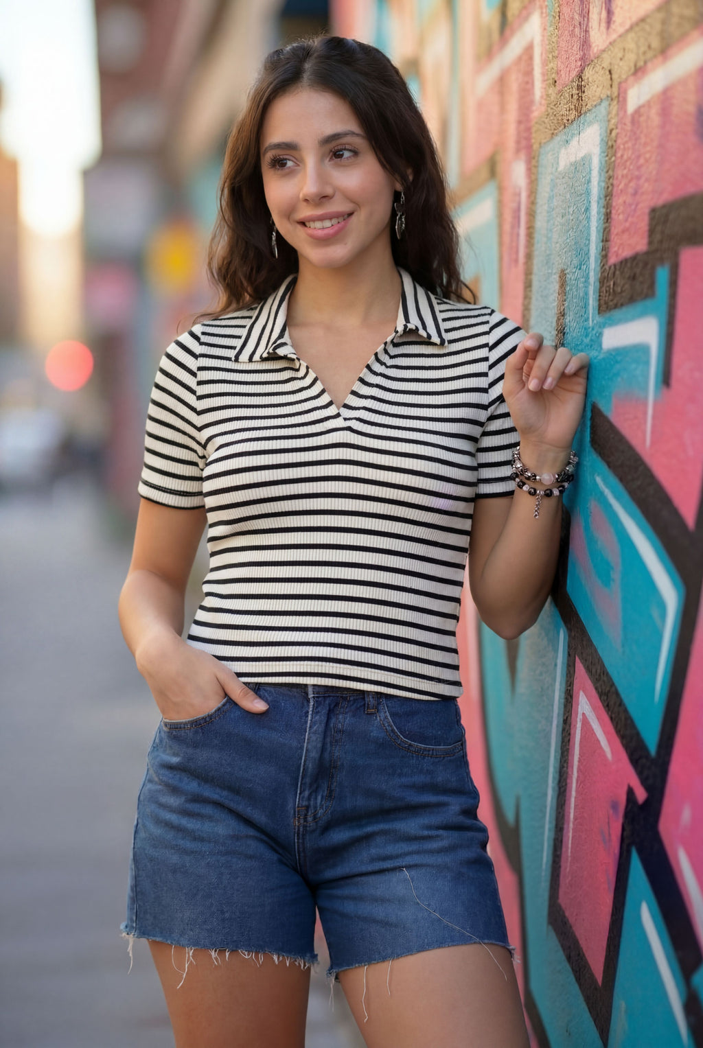White Cotton Blend Regular Fit Polo T-Shirt for Women - Image 1