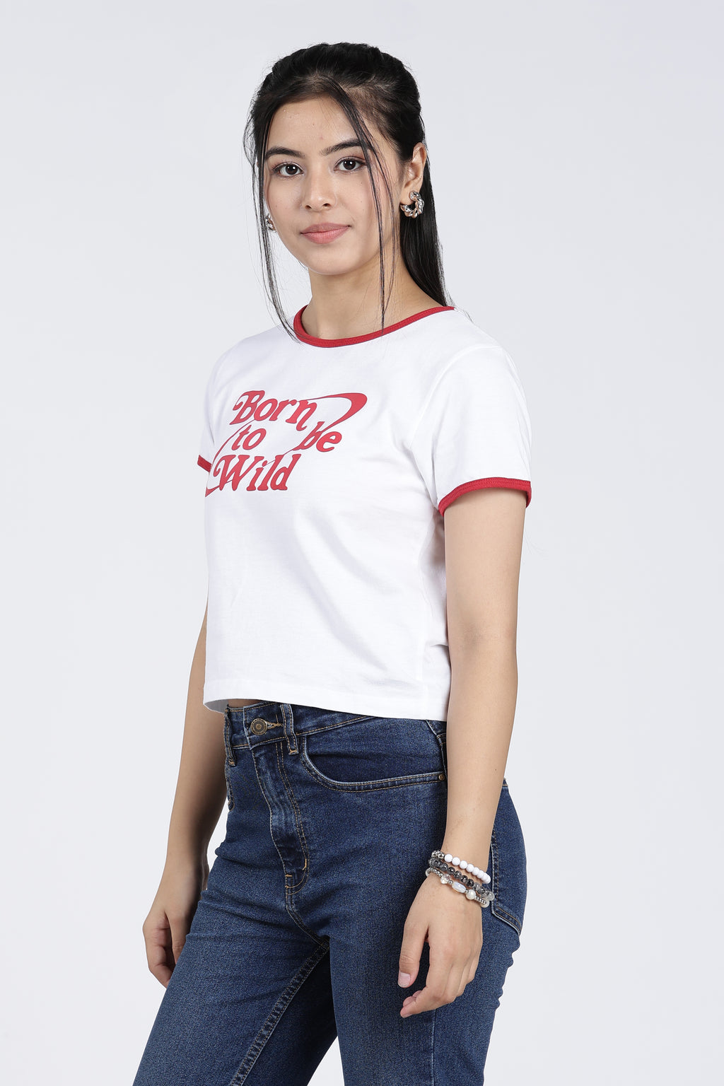 White Cotton Regular Fit T-Shirt for Women - Image 4