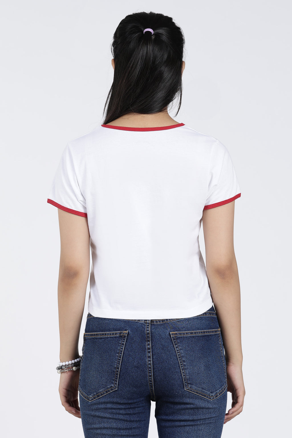 White Cotton Regular Fit T-Shirt for Women - Image 5